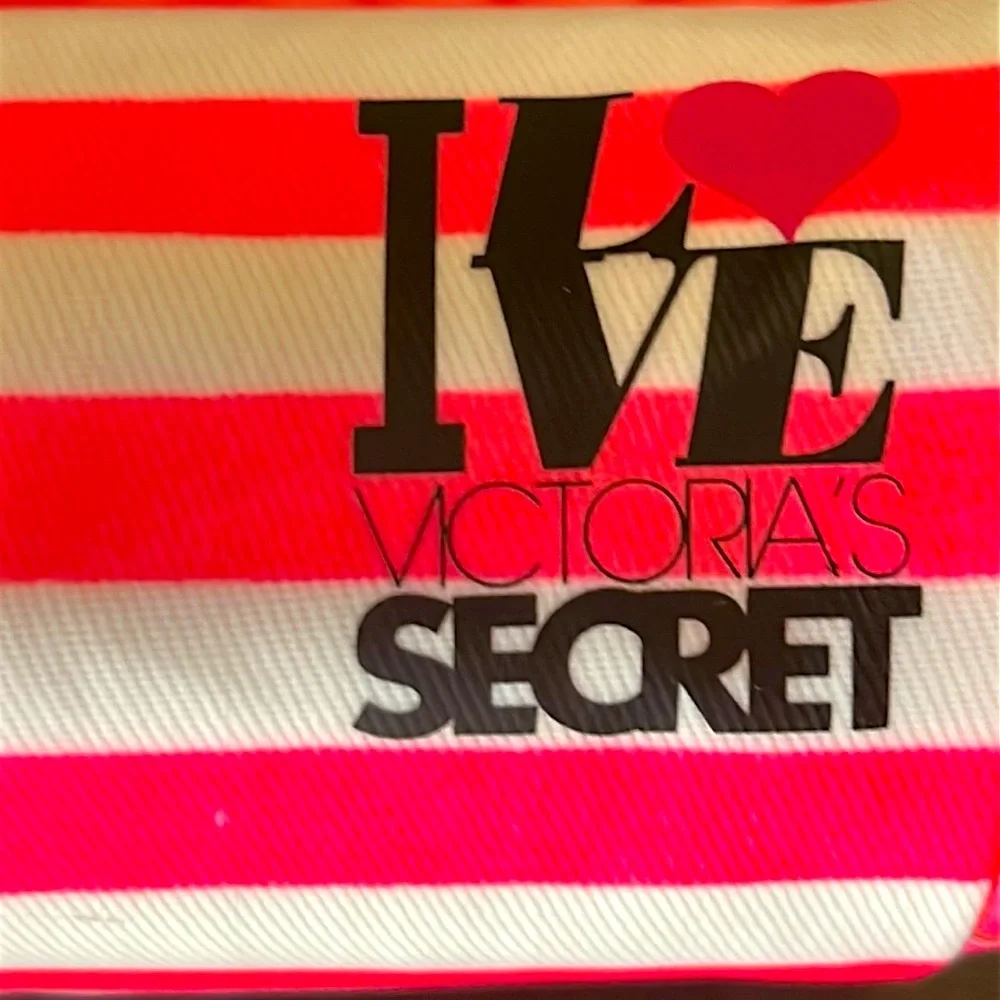 I ❤️ VS Vintage Mini Pink Stripe Cosmetic Bag